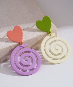 Candy-Colored Drop Earrings in Blue and White, Cute Summer Design, Trendy 2025 Style, Sweet Mosquito Coil-Inspired Fashion Accessories