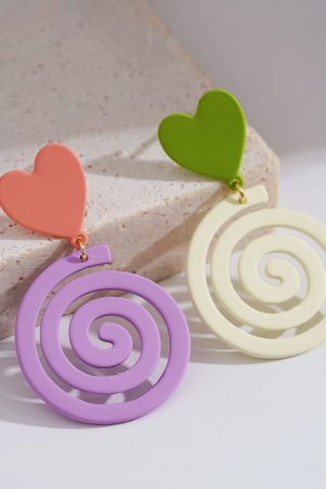 Candy-Colored Drop Earrings in Blue and White, Cute Summer Design, Trendy 2025 Style, Sweet Mosquito Coil-Inspired Fashion Accessories