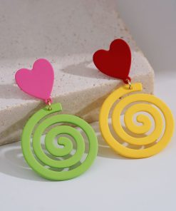 Candy-Colored Drop Earrings in Blue and White, Cute Summer Design, Trendy 2025 Style, Sweet Mosquito Coil-Inspired Fashion Accessories