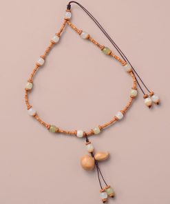 Car Yellow Boxwood Gourd Safety Pendant with Xiu Jade Olive Bamboo Joint for Rearview Mirror Decoration - 2025 Model