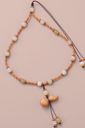 Car Yellow Boxwood Gourd Safety Pendant with Xiu Jade Olive Bamboo Joint for Rearview Mirror Decoration - 2025 Model