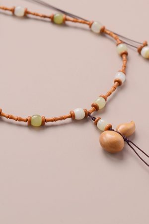 Car Yellow Boxwood Gourd Safety Pendant with Xiu Jade Olive Bamboo Joint for Rearview Mirror Decoration - 2025 Model