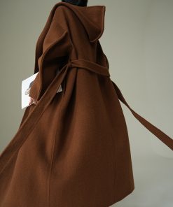Caramel Croissant 100% Merino Wool Double-Sided Long Overcoat - High-End Melange Winter Coat for Effortless Style