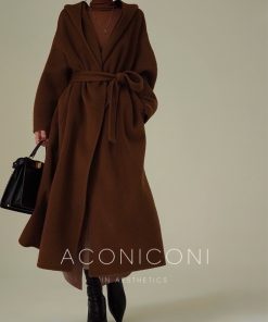 Caramel Croissant 100% Merino Wool Double-Sided Long Overcoat - High-End Melange Winter Coat for Effortless Style