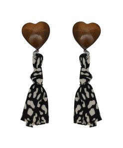 Caramel Floral Knot Heart Earrings for Women - Unique Spring Summer Fashion, No Ear Holes, High-End Mosquito Coil Plate Design