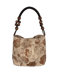 Caramel Macchiato Vintage Jacquard Fabric Shoulder Bag - Trendy Spring Summer Tote for Women, Chic Underarm Style