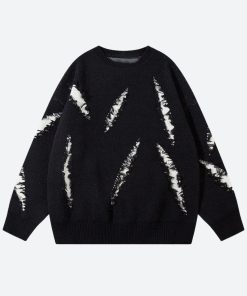 Cardigans, Abiti Alta Sartoria - Grunge Claw Distressed Knitted Sweater