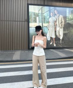 Cargo Fit Loose Multi-Pocket Khaki Straight-Leg Work Pants for a Relaxed Y2K Style