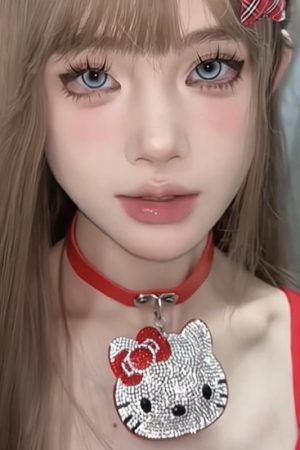 Cartoon KT Cat Full Diamond Choker Necklace Y2K Millennial Style Collar Neck Chain Subculture Baddie Accessory