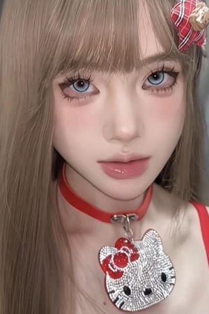 Cartoon KT Cat Full Diamond Choker Necklace Y2K Millennial Style Collar Neck Chain Subculture Baddie Accessory