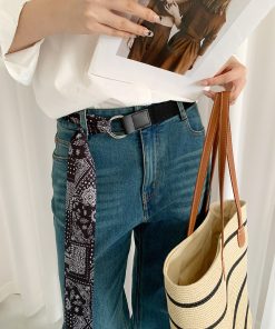 Cashew Silk Scarf Belt for Women - Niche Korean Style Accessory for Skirts and Jeans, Minimalist Casual Fashion Belt