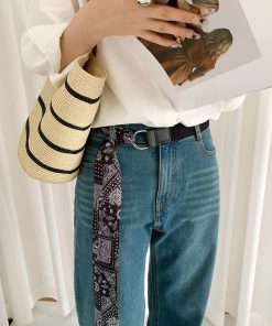Cashew Silk Scarf Belt for Women - Niche Korean Style Accessory for Skirts and Jeans, Minimalist Casual Fashion Belt