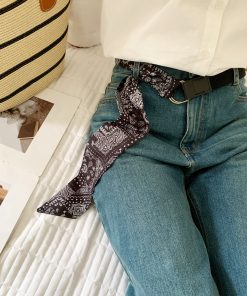 Cashew Silk Scarf Belt for Women - Niche Korean Style Accessory for Skirts and Jeans, Minimalist Casual Fashion Belt
