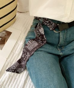 Cashew Silk Scarf Belt for Women - Niche Korean Style Accessory for Skirts and Jeans, Minimalist Casual Fashion Belt