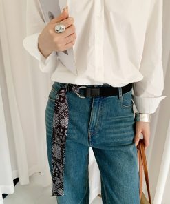 Cashew Silk Scarf Belt for Women - Niche Korean Style Accessory for Skirts and Jeans, Minimalist Casual Fashion Belt