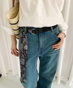 Cashew Silk Scarf Belt for Women - Niche Korean Style Accessory for Skirts and Jeans, Minimalist Casual Fashion Belt