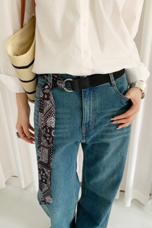 Cashew Silk Scarf Belt for Women - Niche Korean Style Accessory for Skirts and Jeans, Minimalist Casual Fashion Belt