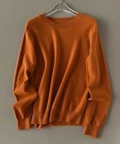 Cashmere Knit Sweater for Women - Soft Round Neck Loose Fit Pullover, Classic Slimming Silhouette, Perfect for Chic Layering