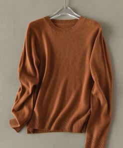 Cashmere Knit Sweater for Women - Soft Round Neck Loose Fit Pullover, Classic Slimming Silhouette, Perfect for Chic Layering