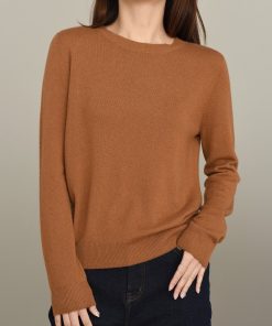 Cashmere Knit Sweater for Women - Soft Round Neck Loose Fit Pullover, Classic Slimming Silhouette, Perfect for Chic Layering