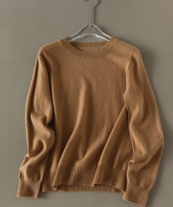 Cashmere Knit Sweater for Women - Soft Round Neck Loose Fit Pullover, Classic Slimming Silhouette, Perfect for Chic Layering