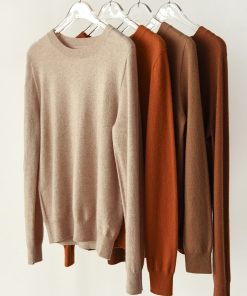 Cashmere Knit Sweater for Women - Soft Round Neck Loose Fit Pullover, Classic Slimming Silhouette, Perfect for Chic Layering