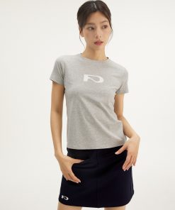 Casual Letter Print Short Sleeve Shoulder T-Shirt for Women - 2025 Summer Slim Fit Crop Top in Trendy Y2K Style