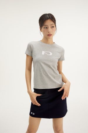 Casual Letter Print Short Sleeve Shoulder T-Shirt for Women - 2025 Summer Slim Fit Crop Top in Trendy Y2K Style