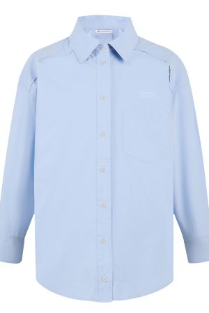 Casual Long Sleeve Commuter Shirt with Logo Print - Pure Cotton, Comfortable Fit, Versatile Everyday Style
