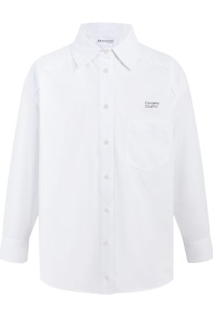 Casual Long Sleeve Commuter Shirt with Logo Print - Pure Cotton, Comfortable Fit, Versatile Everyday Style