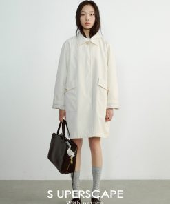 Casual Mid-Length Trench Coat with Color-Blocking Design for Early Spring Fashion
