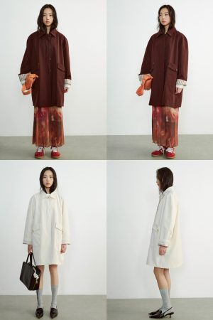 Casual Mid-Length Trench Coat with Color-Blocking Design for Early Spring Fashion
