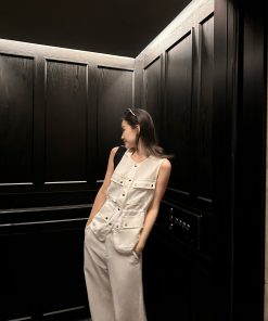 Casual Old Money Sleeveless Tencel Linen Shirt Vest for Effortless 90s Style