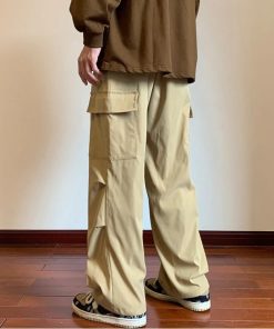 Casual Outfit For School, Outfits In Winter - Drawstring Cargo Parachute Pants