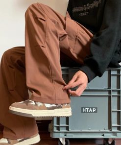 Casual Outfit For School, Outfits In Winter - Drawstring Cargo Parachute Pants