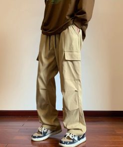 Casual Outfit For School, Outfits In Winter - Drawstring Cargo Parachute Pants