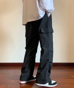 Casual Outfit For School, Outfits In Winter - Drawstring Cargo Parachute Pants