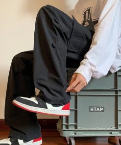 Casual Outfit For School, Outfits In Winter - Drawstring Cargo Parachute Pants