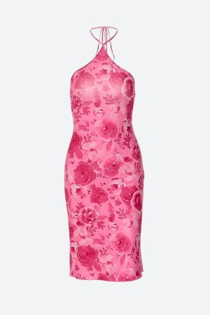 Casual Outfits Old Money, Elegant Outfit Old Money - Rose Halter Neck Midi Dress