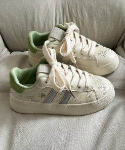 Casual Platform Sneakers for Women - Thick-Soled White Loafers, Versatile Niche Design, 2025 Trendy Footwear