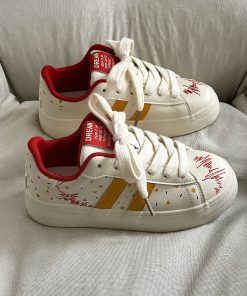 Casual Platform Sneakers for Women - Thick-Soled White Loafers, Versatile Niche Design, 2025 Trendy Footwear