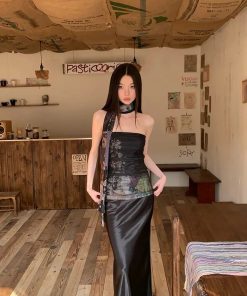 Casual School Outfits, Adrette Outfits - Mesh Layered Tube Top