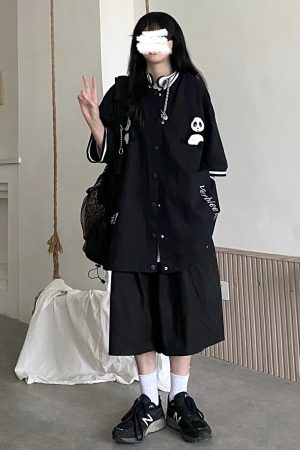 Casual Short Sleeve Baseball Jacket for Men and Women - Loose Fit Summer Streetwear Inspired by Japanese and Korean Style