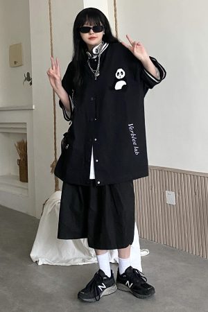 Casual Short Sleeve Baseball Jacket for Men and Women - Loose Fit Summer Streetwear Inspired by Japanese and Korean Style