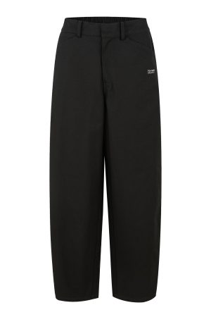 Casual Straight-Leg Workwear Pants with Elastic Waist - Comfortable Black and White Options for Spring and Summer Fashion