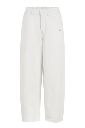 Casual Straight-Leg Workwear Pants with Elastic Waist - Comfortable Black and White Options for Spring and Summer Fashion