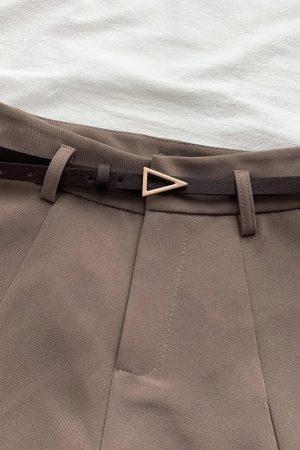 Casual Swag Outfits Women, Korean Soft Fashion - Belted High Waisted Shorts