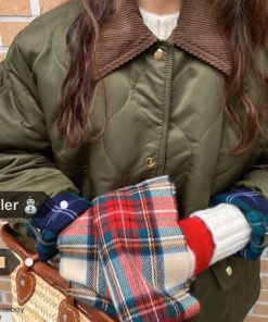 Casual Tie-Up Plaid Scarf - Cute Winter Accessory in Korean Style