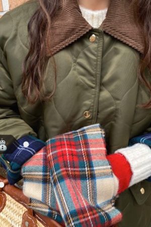 Casual Tie-Up Plaid Scarf - Cute Winter Accessory in Korean Style