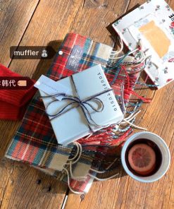 Casual Tie-Up Plaid Scarf - Cute Winter Accessory in Korean Style